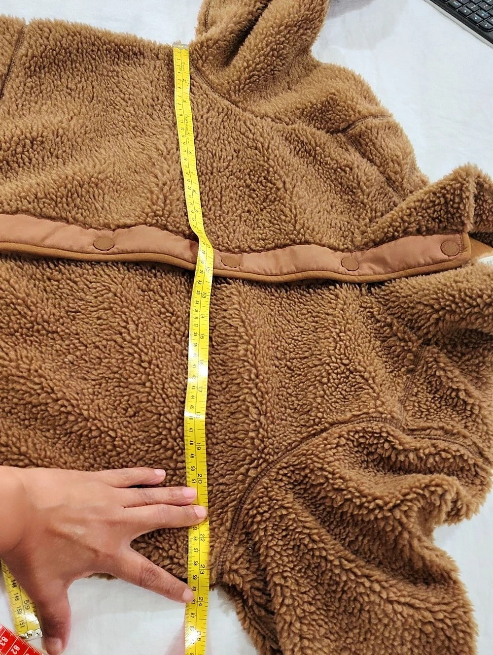 L.L. Bean DS20164 Teddy Fleece Coat Brown Size Large Cozy Snap Up Stand Collar - Picture 10 of 15